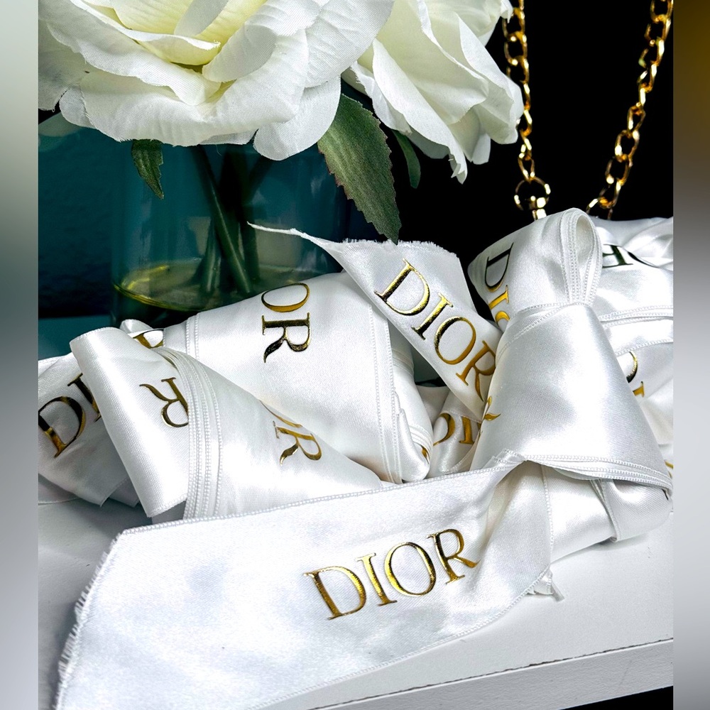 DIOR 2 inch Ribbon Bundle- White with Gold Logo